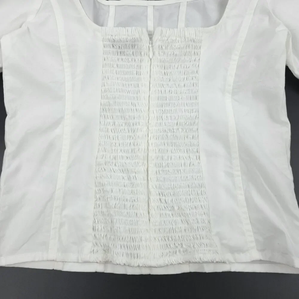 NWT J Crew Puff-sleeve squareneck top White cotton poplin Milkmaid Cottagecore 2